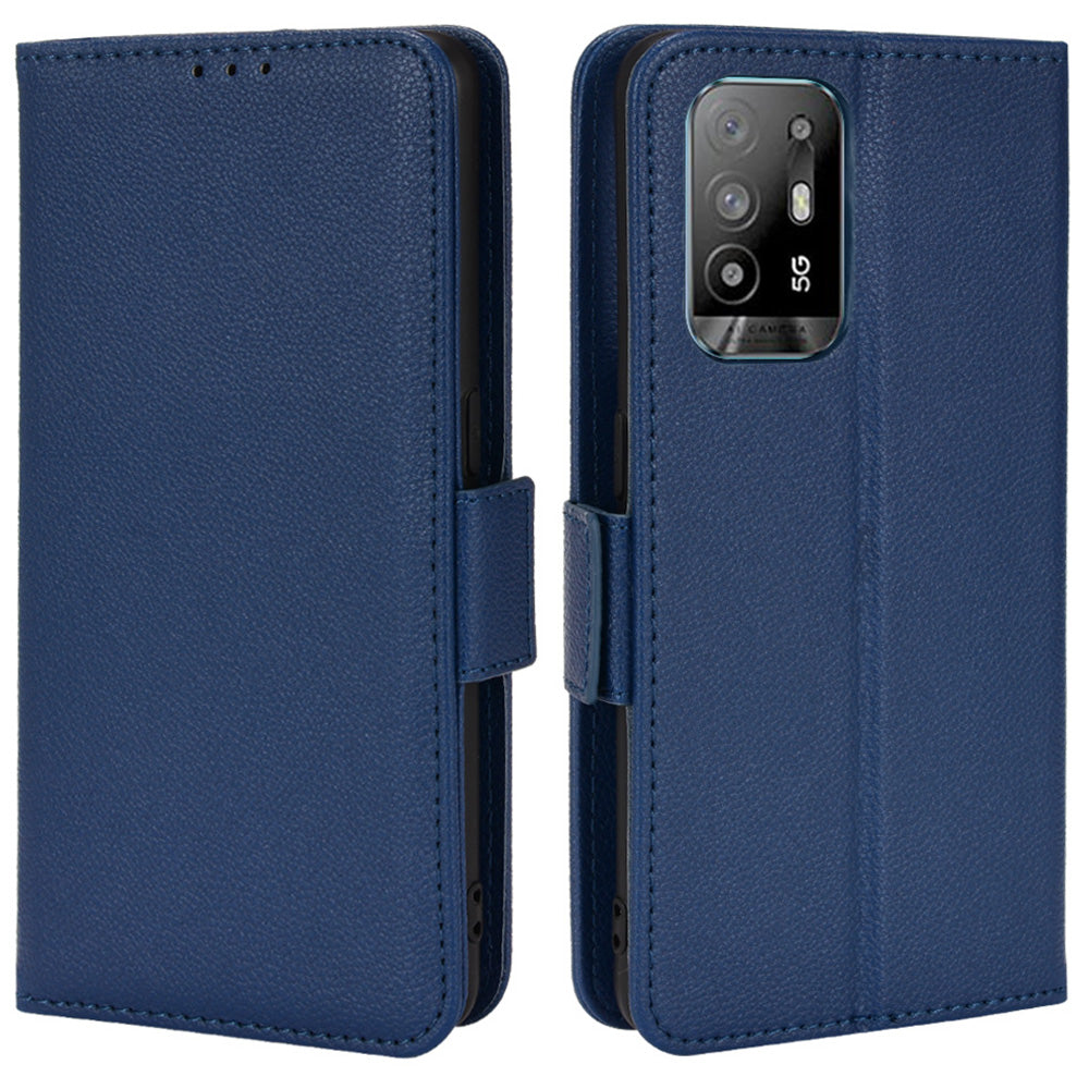 Well-protected Litchi Texture PU Leather Protective Cover Stand Wallet Phone Case for Oppo F19 Pro+ 5G/A94 5G/A95 5G/Reno5 Z