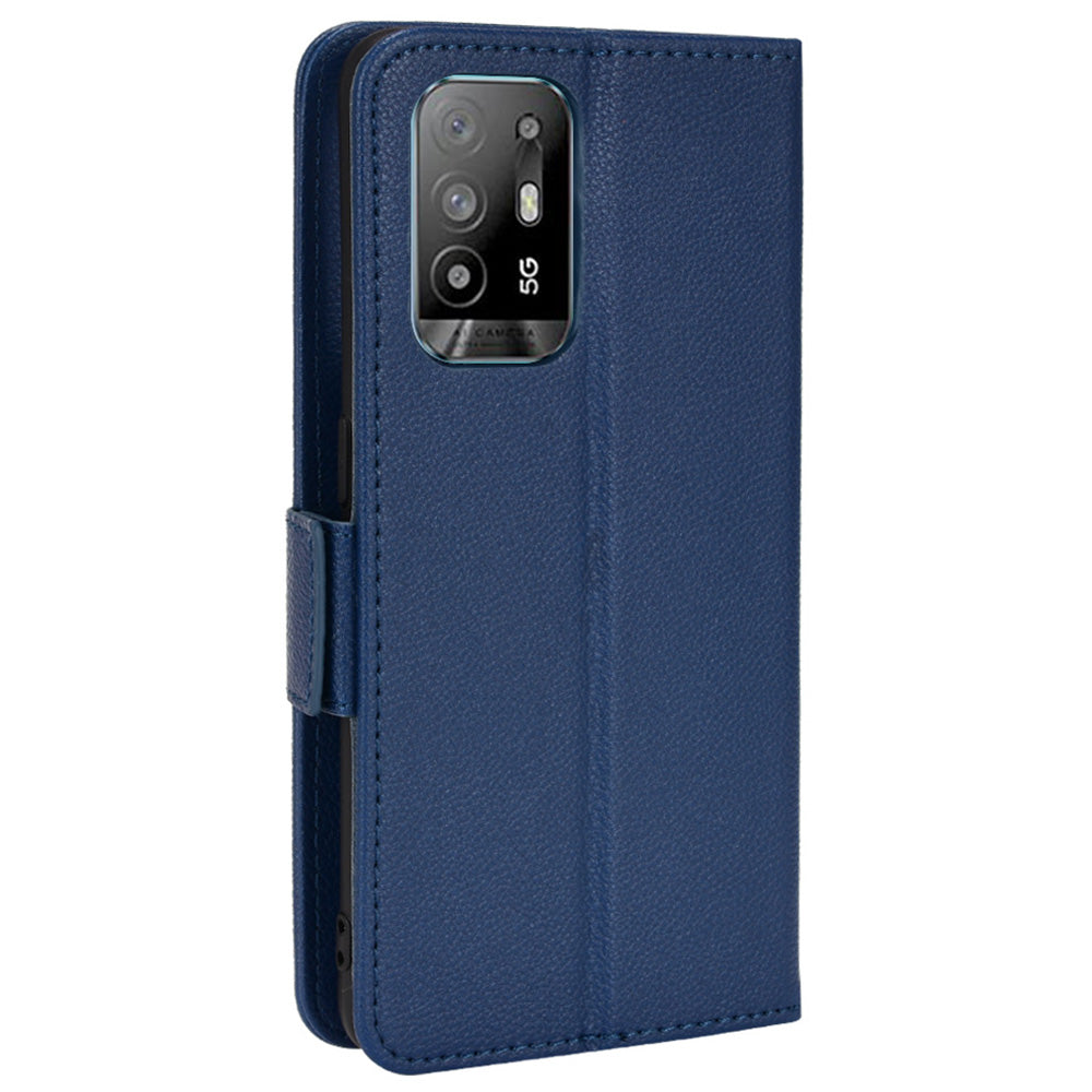 Well-protected Litchi Texture PU Leather Protective Cover Stand Wallet Phone Case for Oppo F19 Pro+ 5G/A94 5G/A95 5G/Reno5 Z