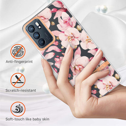 LB5 Series Flower Pattern IMD IML Electroplating TPU Case Scratch-resistant Phone Shell for Oppo Reno6 5G