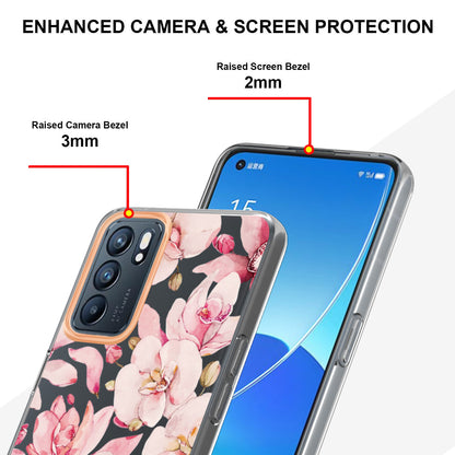 LB5 Series Flower Pattern IMD IML Electroplating TPU Case Scratch-resistant Phone Shell for Oppo Reno6 5G