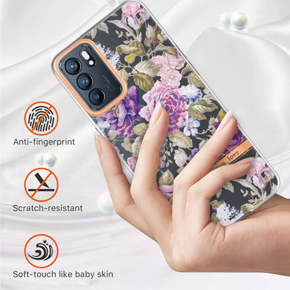 LB5 Series Flower Pattern IMD IML Electroplating TPU Case Scratch-resistant Phone Shell for Oppo Reno6 5G