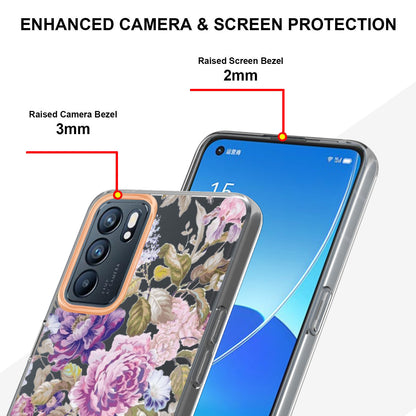 LB5 Series Flower Pattern IMD IML Electroplating TPU Case Scratch-resistant Phone Shell for Oppo Reno6 5G