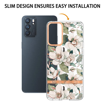 LB5 Series Flower Pattern IMD IML Electroplating TPU Case Scratch-resistant Phone Shell for Oppo Reno6 5G