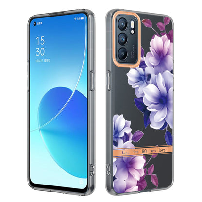 LB5 Series Flower Pattern IMD IML Electroplating TPU Case Scratch-resistant Phone Shell for Oppo Reno6 5G