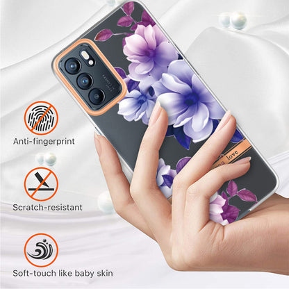 LB5 Series Flower Pattern IMD IML Electroplating TPU Case Scratch-resistant Phone Shell for Oppo Reno6 5G