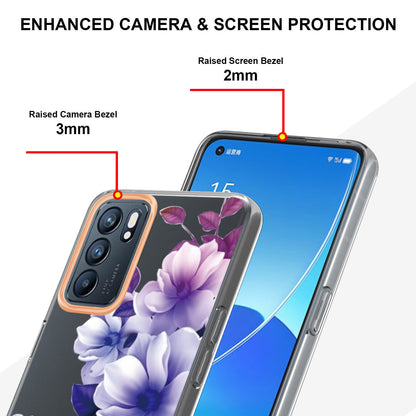 LB5 Series Flower Pattern IMD IML Electroplating TPU Case Scratch-resistant Phone Shell for Oppo Reno6 5G