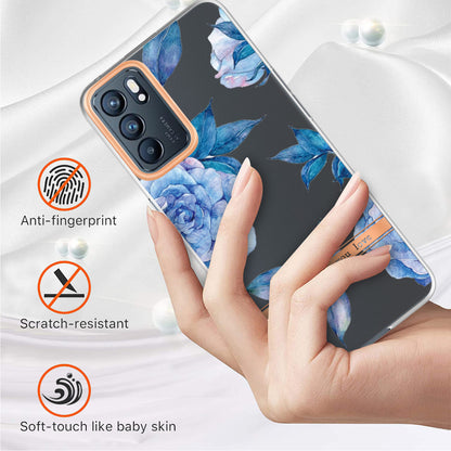 LB5 Series Flower Pattern IMD IML Electroplating TPU Case Scratch-resistant Phone Shell for Oppo Reno6 5G