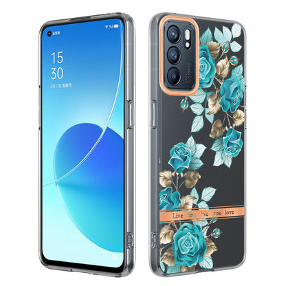 LB5 Series Flower Pattern IMD IML Electroplating TPU Case Scratch-resistant Phone Shell for Oppo Reno6 5G