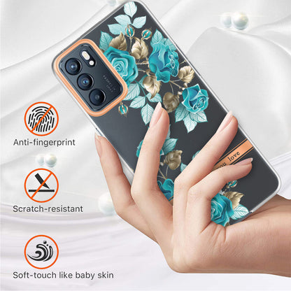 LB5 Series Flower Pattern IMD IML Electroplating TPU Case Scratch-resistant Phone Shell for Oppo Reno6 5G