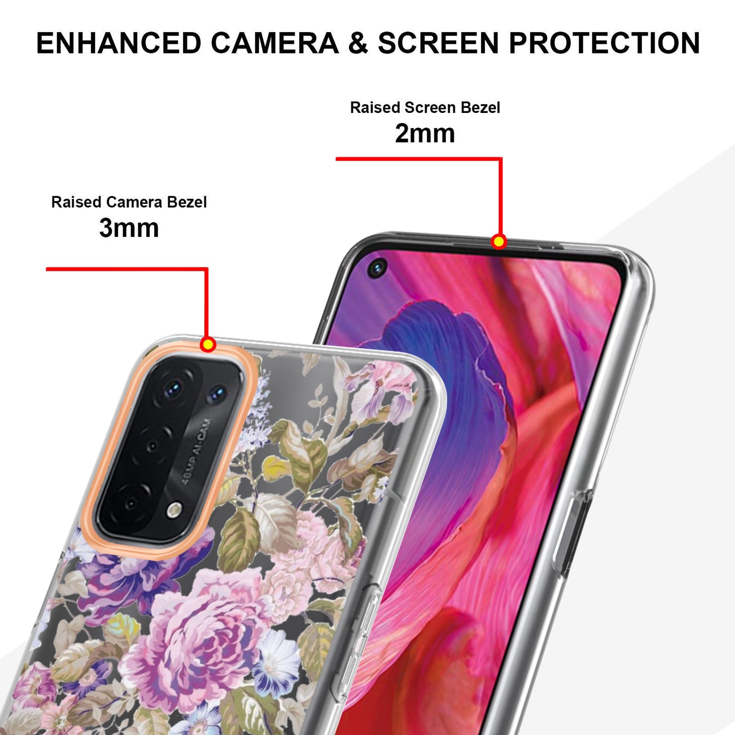 LB5 Series Flower Pattern Fingerprint-free Anti-scratch Phone Case IMD IML Electroplating TPU Shell for Oppo A74 5G/A93 5G/A54 5G/A93s 5G