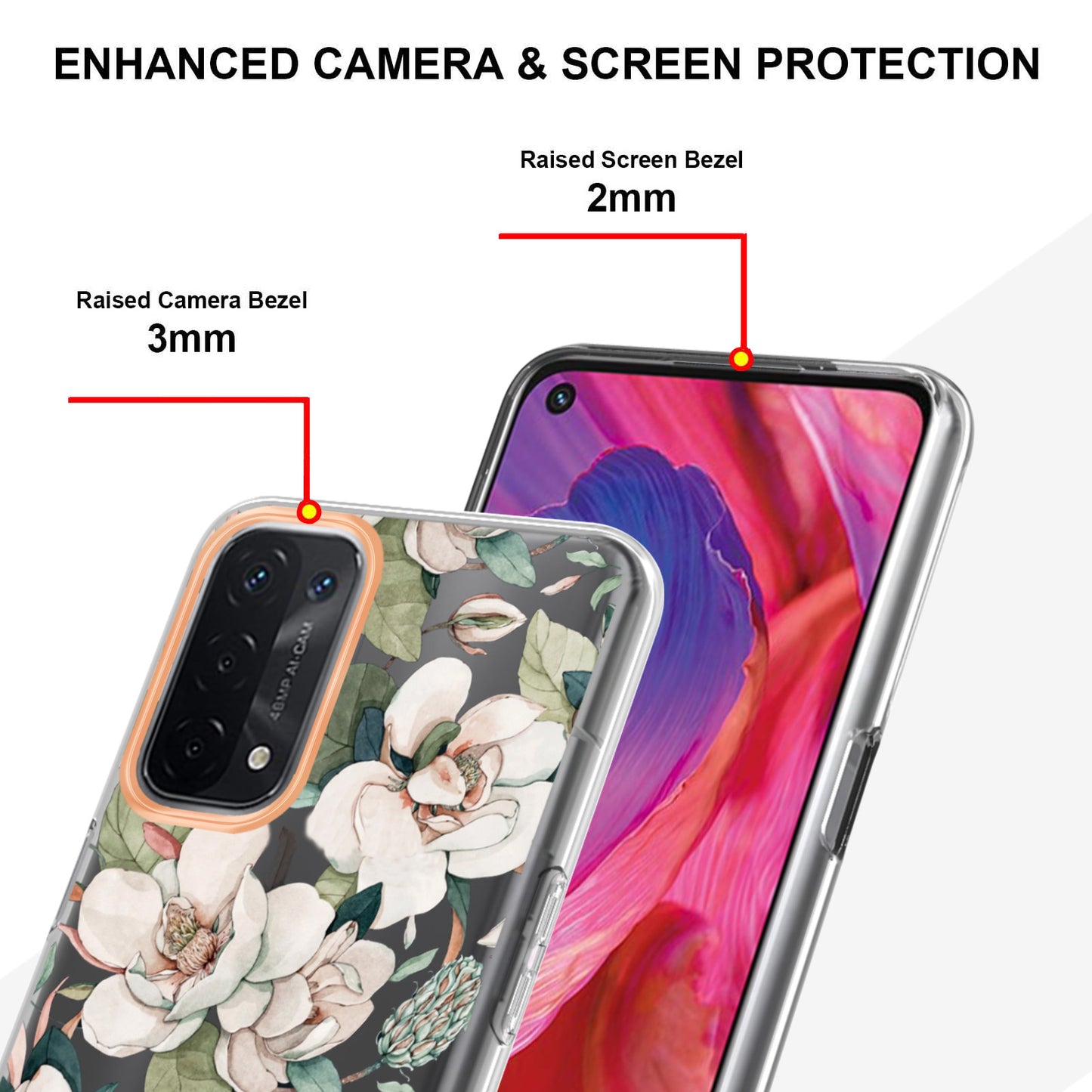 LB5 Series Flower Pattern Fingerprint-free Anti-scratch Phone Case IMD IML Electroplating TPU Shell for Oppo A74 5G/A93 5G/A54 5G/A93s 5G