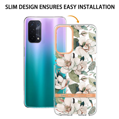 LB5 Series Flower Pattern Fingerprint-free Anti-scratch Phone Case IMD IML Electroplating TPU Shell for Oppo A74 5G/A93 5G/A54 5G/A93s 5G