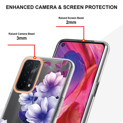 LB5 Series Flower Pattern Fingerprint-free Anti-scratch Phone Case IMD IML Electroplating TPU Shell for Oppo A74 5G/A93 5G/A54 5G/A93s 5G