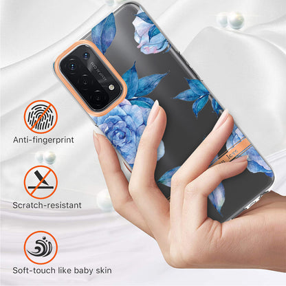 LB5 Series Flower Pattern Fingerprint-free Anti-scratch Phone Case IMD IML Electroplating TPU Shell for Oppo A74 5G/A93 5G/A54 5G/A93s 5G