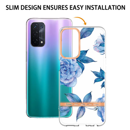 LB5 Series Flower Pattern Fingerprint-free Anti-scratch Phone Case IMD IML Electroplating TPU Shell for Oppo A74 5G/A93 5G/A54 5G/A93s 5G