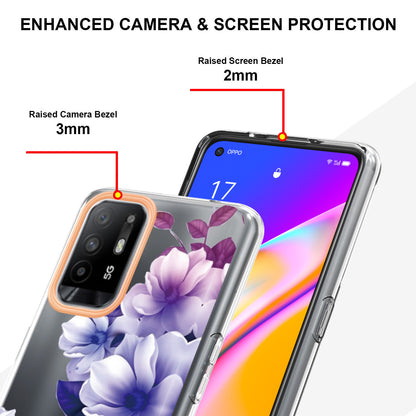 LB5 Series Flower Pattern Anti-fingerprint Mobile Phone Back Case IMD IML Electroplating TPU Cover for Oppo A94 5G