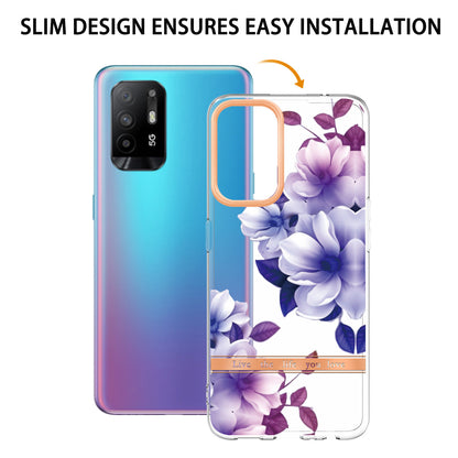 LB5 Series Flower Pattern Anti-fingerprint Mobile Phone Back Case IMD IML Electroplating TPU Cover for Oppo A94 5G