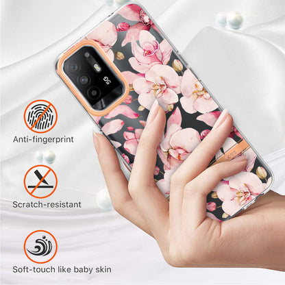 LB5 Series Flower Pattern Anti-fingerprint Mobile Phone Back Case IMD IML Electroplating TPU Cover for Oppo A94 5G