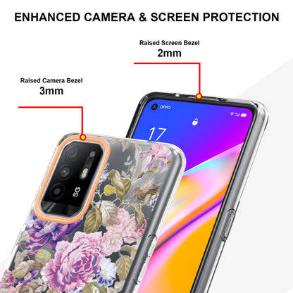 LB5 Series Flower Pattern Anti-fingerprint Mobile Phone Back Case IMD IML Electroplating TPU Cover for Oppo A94 5G