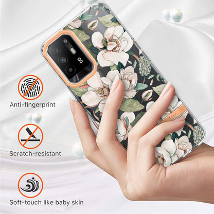 LB5 Series Flower Pattern Anti-fingerprint Mobile Phone Back Case IMD IML Electroplating TPU Cover for Oppo A94 5G