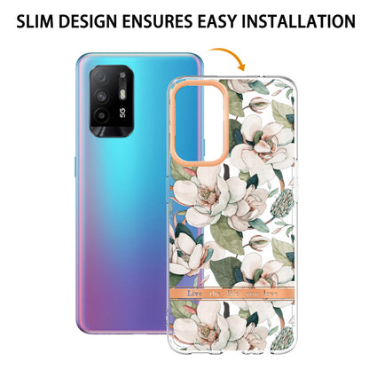 LB5 Series Flower Pattern Anti-fingerprint Mobile Phone Back Case IMD IML Electroplating TPU Cover for Oppo A94 5G