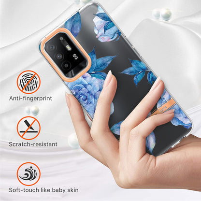 LB5 Series Flower Pattern Anti-fingerprint Mobile Phone Back Case IMD IML Electroplating TPU Cover for Oppo A94 5G