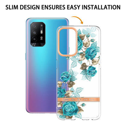 LB5 Series Flower Pattern Anti-fingerprint Mobile Phone Back Case IMD IML Electroplating TPU Cover for Oppo A94 5G