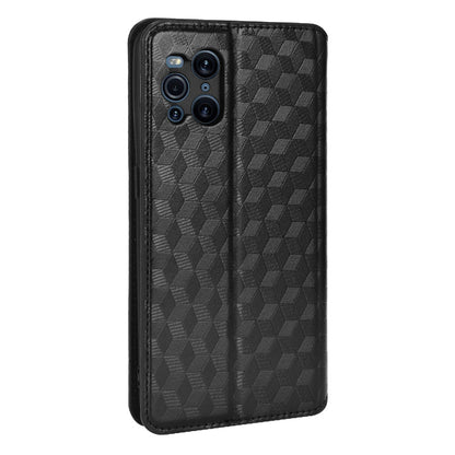 Protective Cover Shockproof Rhombus Pattern Imprinted Cell Phone Case PU Leather + TPU Phone Case with Stand Wallet for Oppo Find X3 Pro /  Find X3