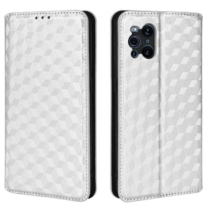 Protective Cover Shockproof Rhombus Pattern Imprinted Cell Phone Case PU Leather + TPU Phone Case with Stand Wallet for Oppo Find X3 Pro /  Find X3