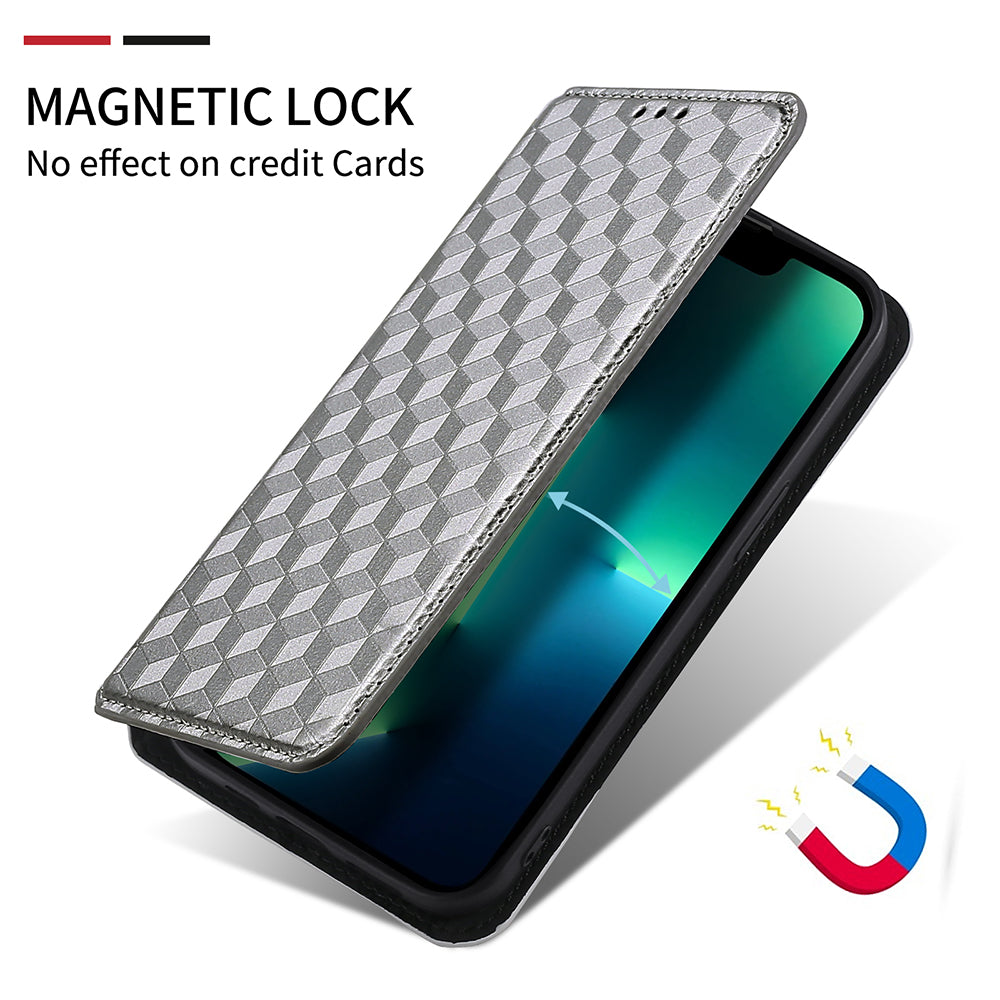 Protective Cover Shockproof Rhombus Pattern Imprinted Cell Phone Case PU Leather + TPU Phone Case with Stand Wallet for Oppo Find X3 Pro /  Find X3