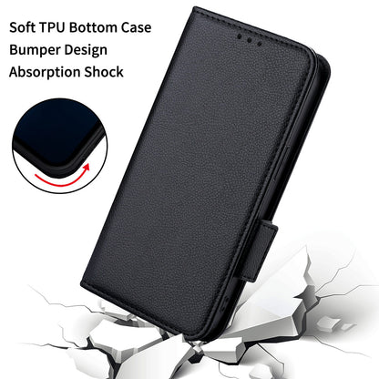 Stand Feature Litchi Texture PU Leather Wallet Flip Cover TPU Shockproof Interior Case for Oppo Find X3 / Find X3 Pro