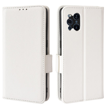 Stand Feature Litchi Texture PU Leather Wallet Flip Cover TPU Shockproof Interior Case for Oppo Find X3 / Find X3 Pro