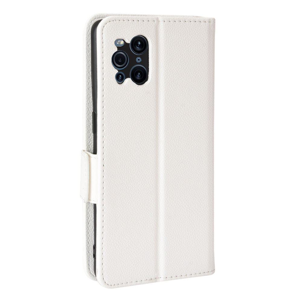 Stand Feature Litchi Texture PU Leather Wallet Flip Cover TPU Shockproof Interior Case for Oppo Find X3 / Find X3 Pro