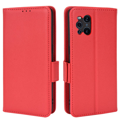 Stand Feature Litchi Texture PU Leather Wallet Flip Cover TPU Shockproof Interior Case for Oppo Find X3 / Find X3 Pro