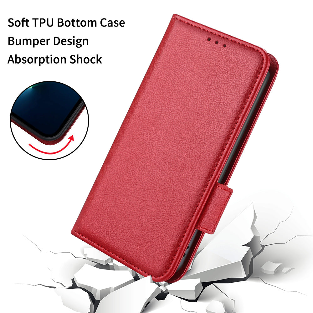 Stand Feature Litchi Texture PU Leather Wallet Flip Cover TPU Shockproof Interior Case for Oppo Find X3 / Find X3 Pro