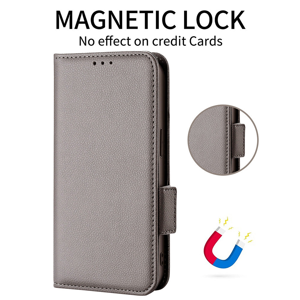 Stand Feature Litchi Texture PU Leather Wallet Flip Cover TPU Shockproof Interior Case for Oppo Find X3 / Find X3 Pro