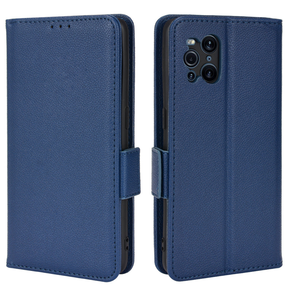 Stand Feature Litchi Texture PU Leather Wallet Flip Cover TPU Shockproof Interior Case for Oppo Find X3 / Find X3 Pro