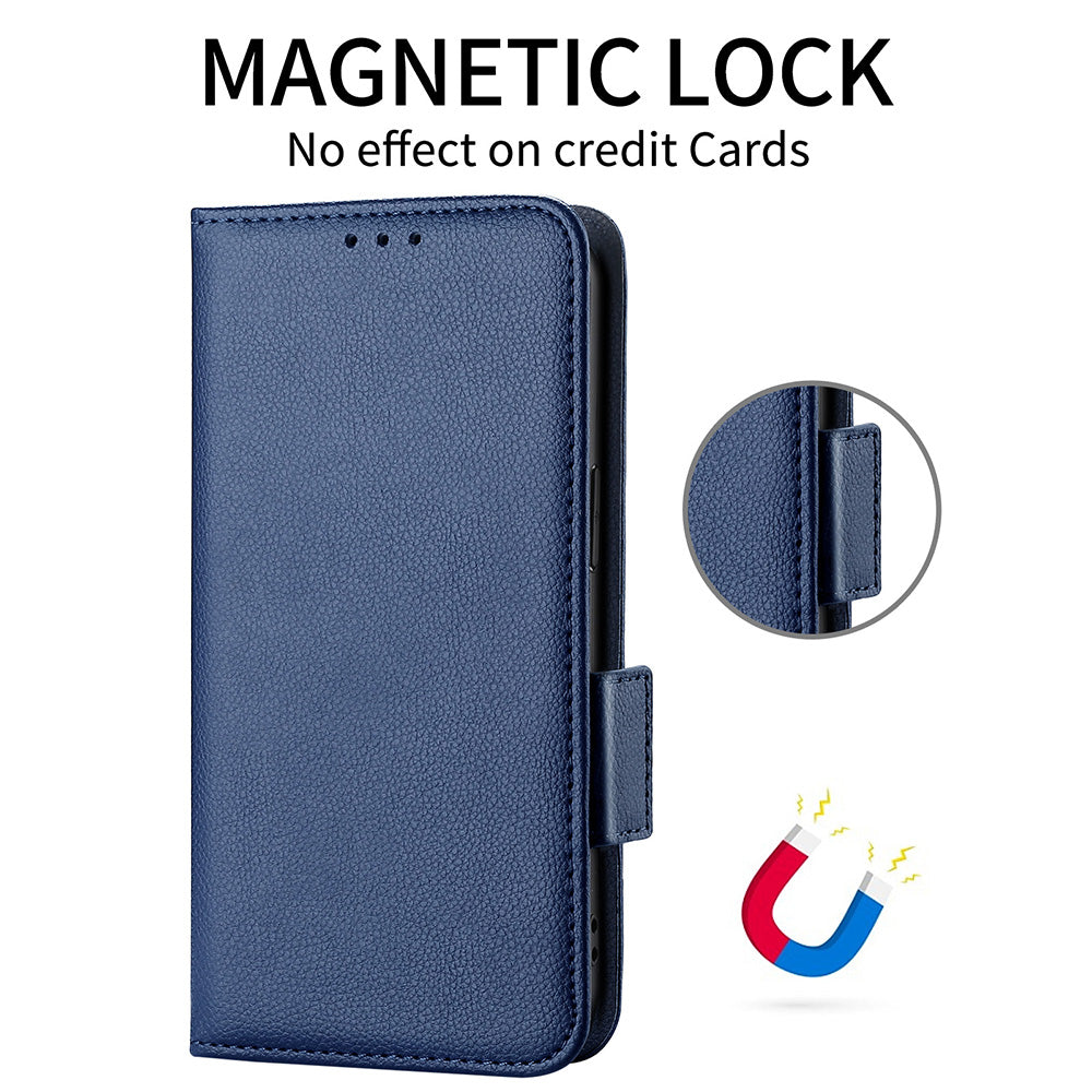 Stand Feature Litchi Texture PU Leather Wallet Flip Cover TPU Shockproof Interior Case for Oppo Find X3 / Find X3 Pro