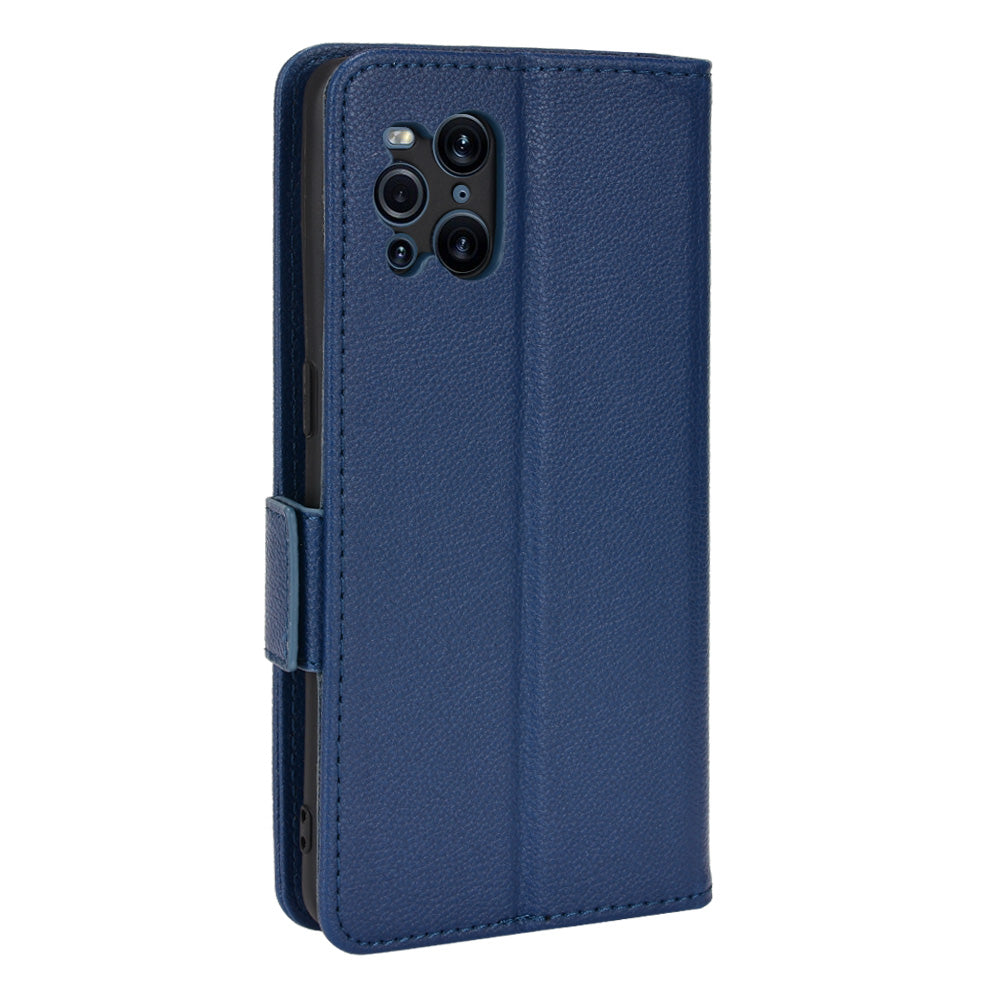 Stand Feature Litchi Texture PU Leather Wallet Flip Cover TPU Shockproof Interior Case for Oppo Find X3 / Find X3 Pro