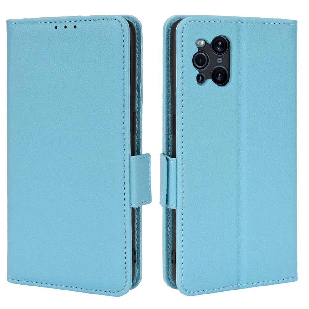 Stand Feature Litchi Texture PU Leather Wallet Flip Cover TPU Shockproof Interior Case for Oppo Find X3 / Find X3 Pro