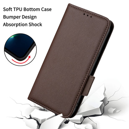 Stand Feature Litchi Texture PU Leather Wallet Flip Cover TPU Shockproof Interior Case for Oppo Find X3 / Find X3 Pro