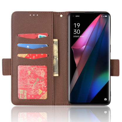 Stand Feature Litchi Texture PU Leather Wallet Flip Cover TPU Shockproof Interior Case for Oppo Find X3 / Find X3 Pro