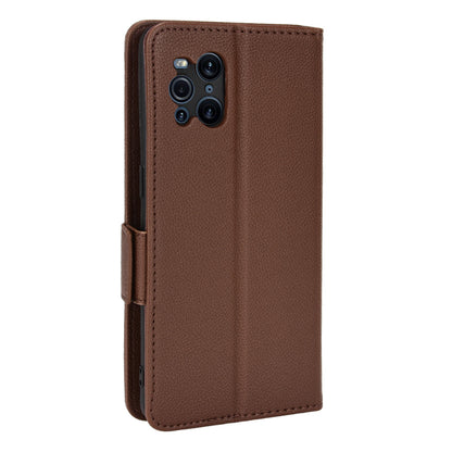 Stand Feature Litchi Texture PU Leather Wallet Flip Cover TPU Shockproof Interior Case for Oppo Find X3 / Find X3 Pro