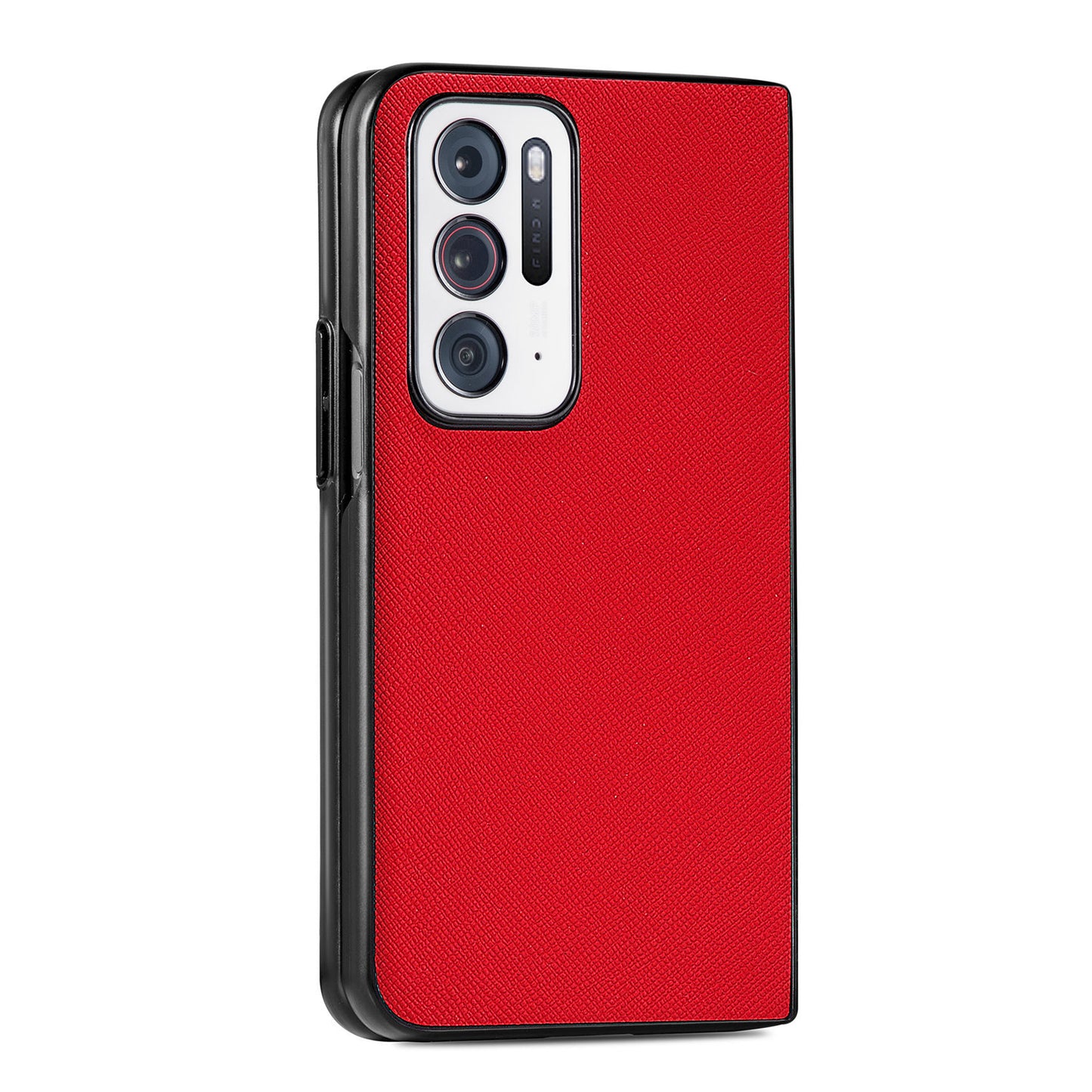 Cross Texture Scratch-resistant PU Leather Coated Hard PC Folding Phone Case Cover for Oppo Find N