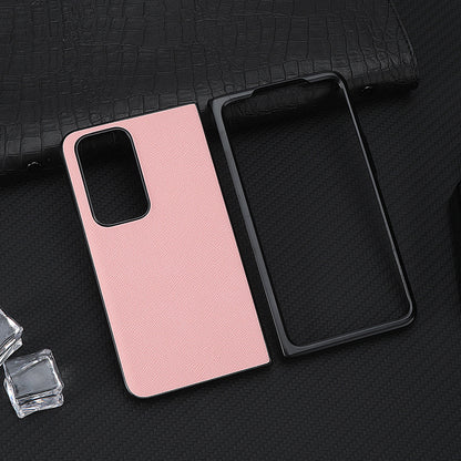 Cross Texture Scratch-resistant PU Leather Coated Hard PC Folding Phone Case Cover for Oppo Find N