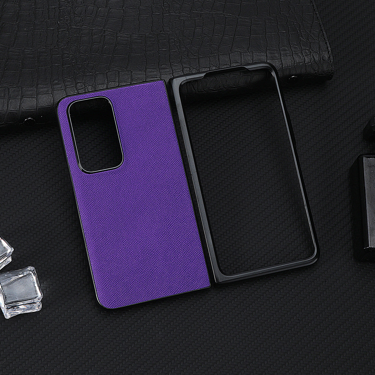 Cross Texture Scratch-resistant PU Leather Coated Hard PC Folding Phone Case Cover for Oppo Find N