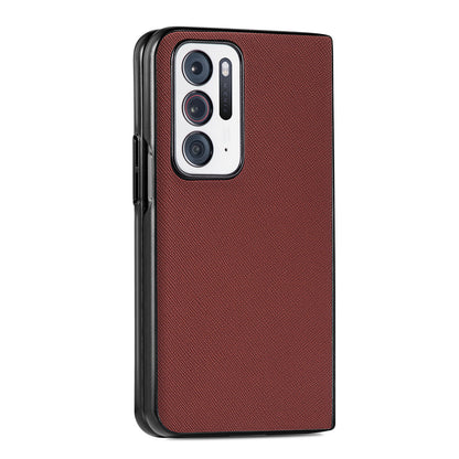 Cross Texture Scratch-resistant PU Leather Coated Hard PC Folding Phone Case Cover for Oppo Find N