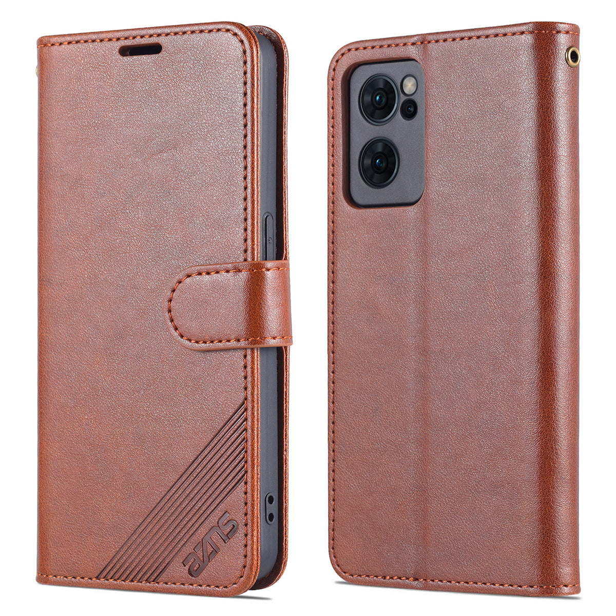 AZNS Magnetic Textured PU Leather Phone Case Soft TPU Stand Flip Wallet Cover for Oppo Reno7 5G (China)