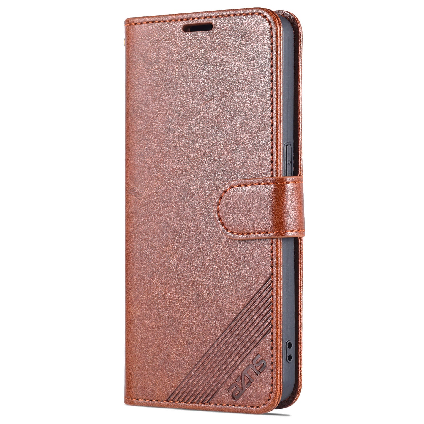 AZNS Magnetic Textured PU Leather Phone Case Soft TPU Stand Flip Wallet Cover for Oppo Reno7 5G (China)