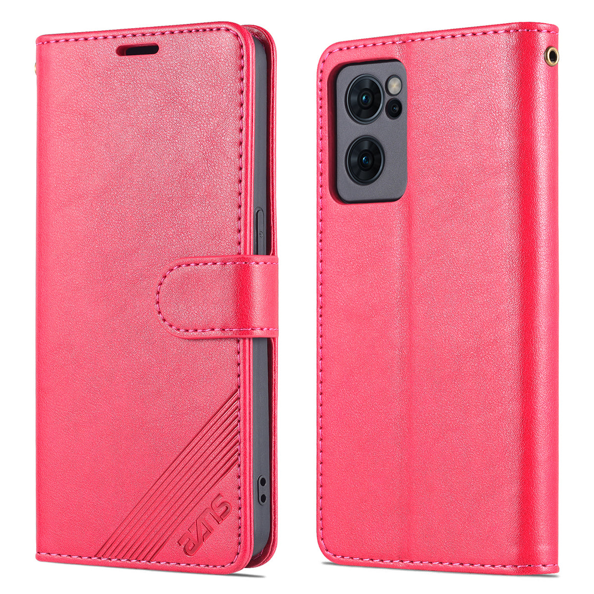 AZNS Magnetic Textured PU Leather Phone Case Soft TPU Stand Flip Wallet Cover for Oppo Reno7 5G (China)